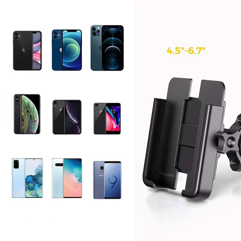 Wozinsky WBHBK3 Metal Phone Holder for Bicycle - Black