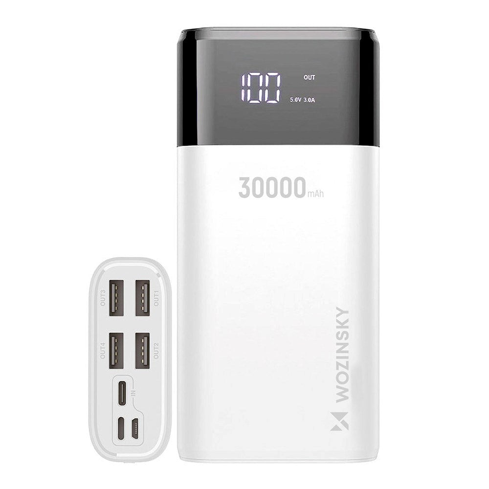 Wozinsky 10W Powerbank with 4 x USB-A - 30,000mAh - White