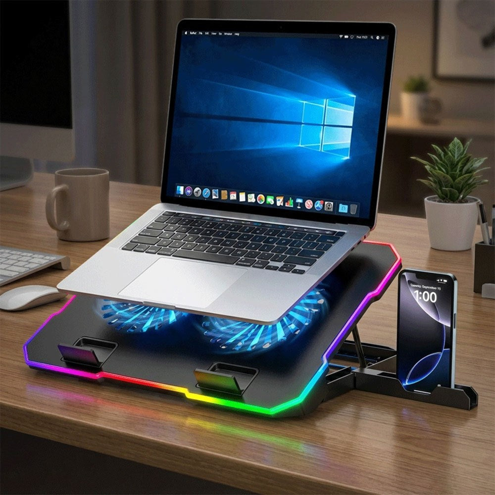 Wozinsky NitroCool Computer Stander with RGB-Light & Cooling - Black