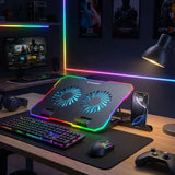 Wozinsky NitroCool Computer Stander with RGB-Light & Cooling - Black