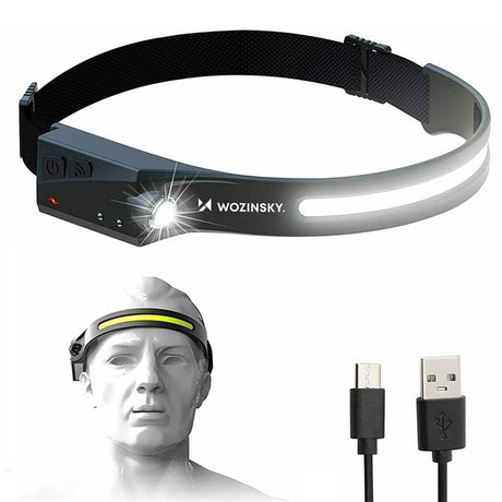 Wozinsky WLC-1200 Headlamp with 350lm & Motion Sensor - Black