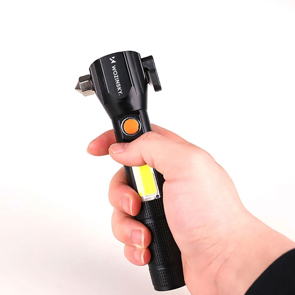 Wozinsky 3-in-1 Tool with 500lm Flashlight / Emergency Hammer / Harness Cutter - Black