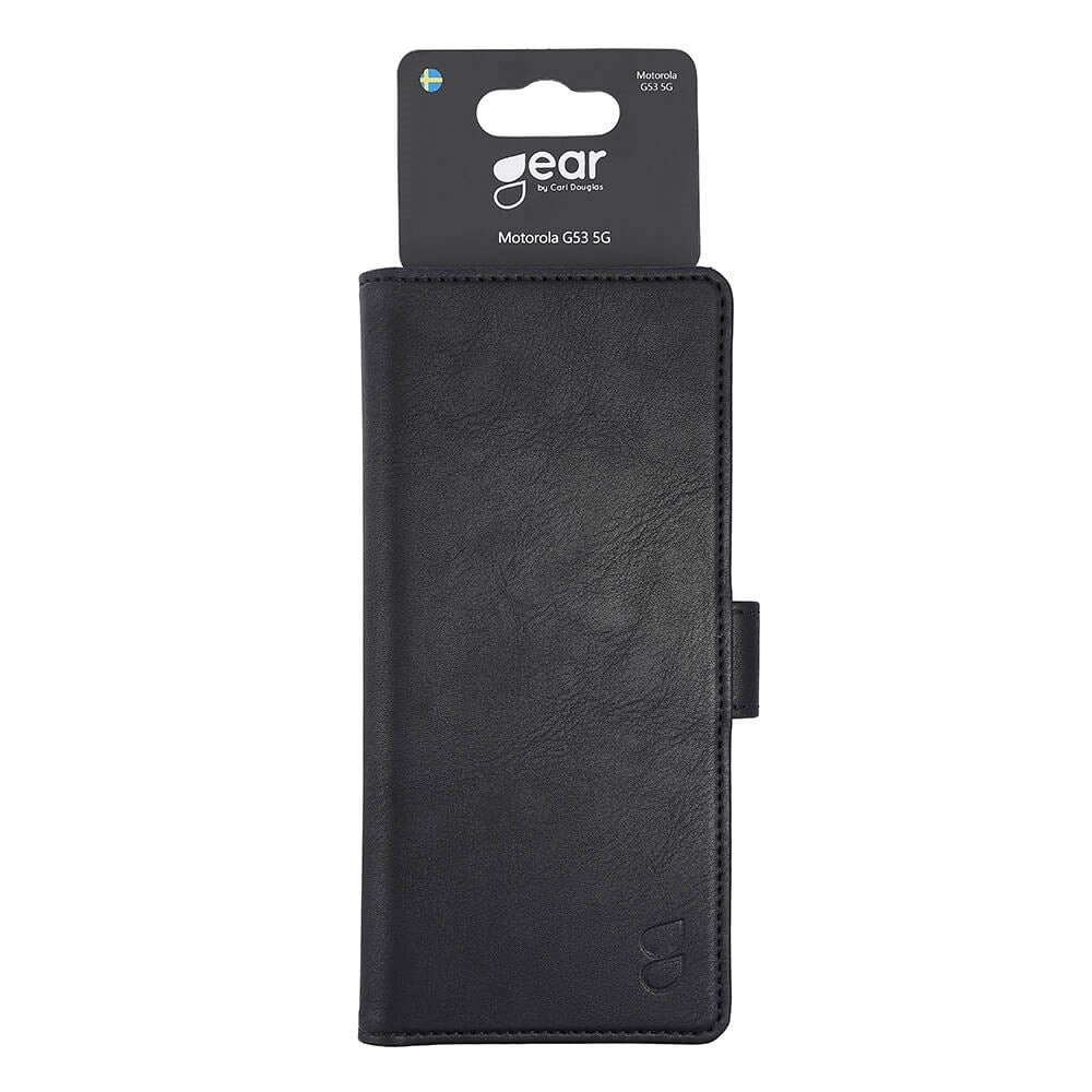 Motorola Moto G53 GEAR Faux Leather Flip Case with Card Holder & Stand Function - Black