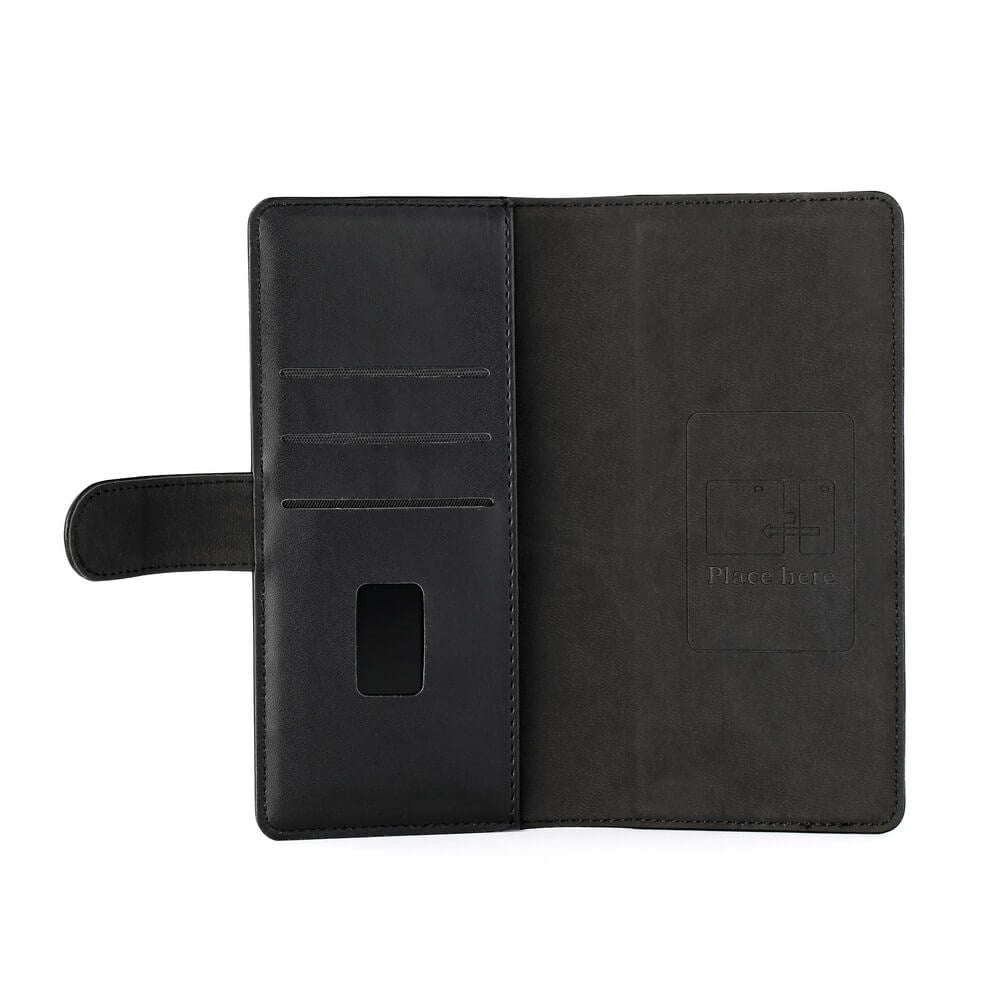 GEAR Wallet Universal Leather Wallet Case & Magnet Black (Max. Phone: 160 x 72 x 10 mm)