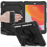 iPad 10.2" (2021 / 2020 / 2019) Tech-Protect Solid360 Tough Case w. Protective Film, Hand Holder & Shoulder Strap - Black