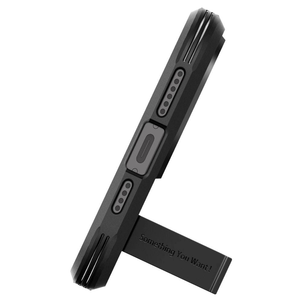 iPhone 15 Pro Max Spigen Tough Armor Case w. Kickstand  - MagSafe Compatible - Black