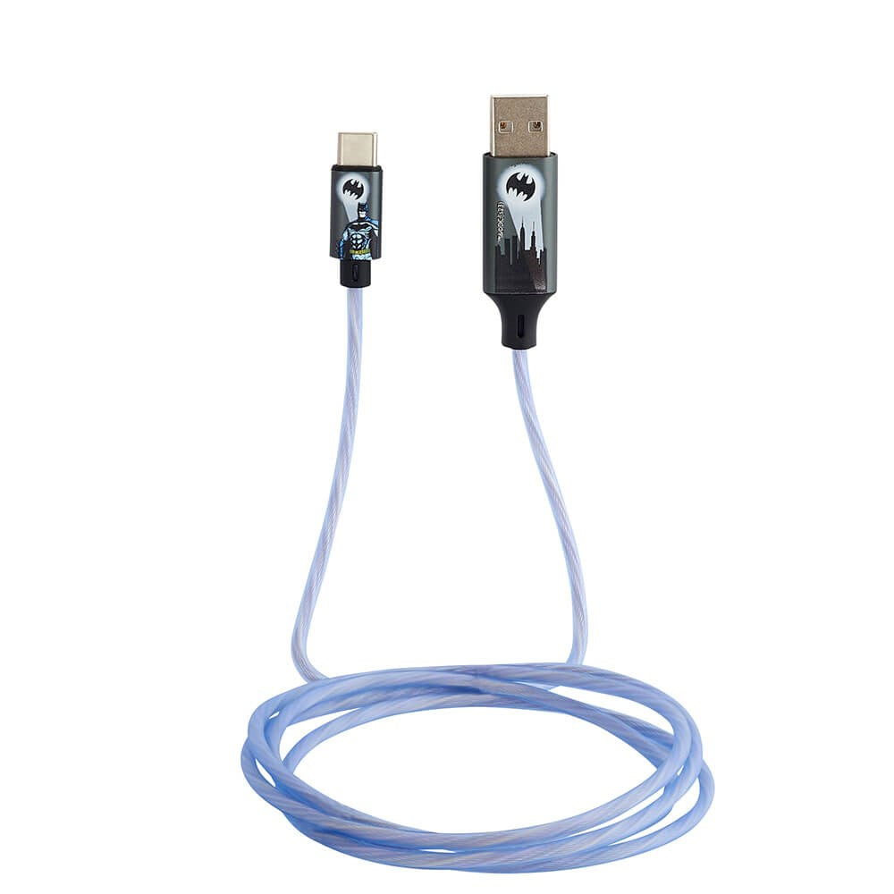 Batman Light Up USB-A to USB-C Cable 1.2 Meter - Black / Blue