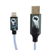 Batman Light Up USB-A to Lightning Cable 1.2 Meter - Black / Blue