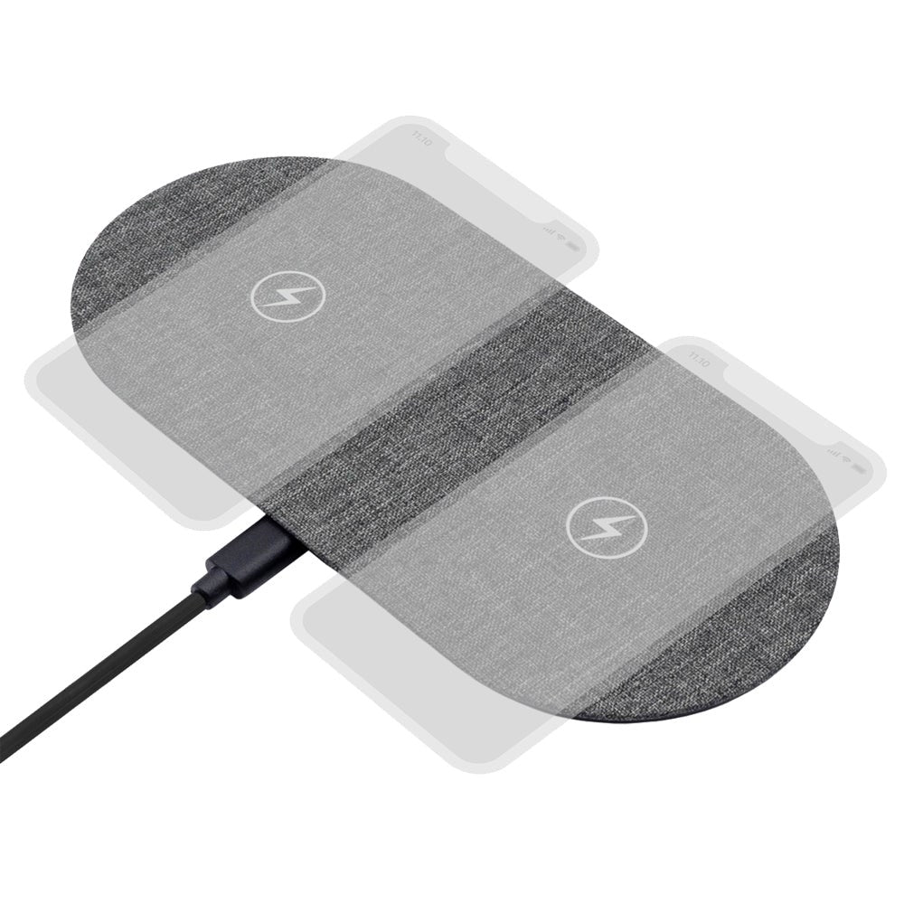 ProXtend Fabric Covered Dual Wireless Charger 10W - Grey