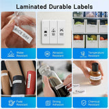 Label Tape Cassette 8 meters, Laminated, Compatible with Brother P-Touch label printers, Black on White - 18mm