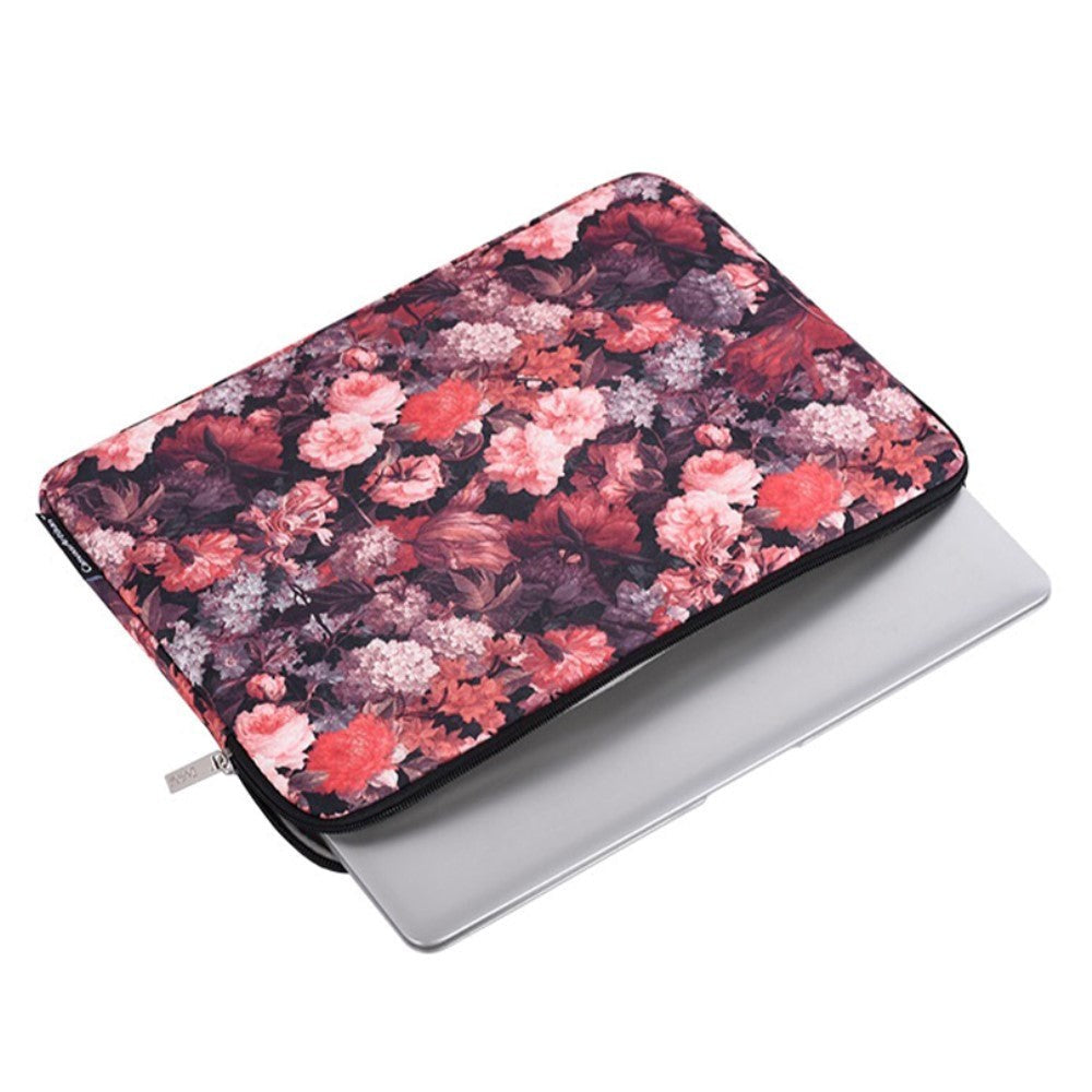 CanvasArtisan Sleeve with Flower Design for Macbook/Laptop 15" - (39 x 28 x 2 cm) - Pink / Black