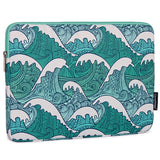 CanvasArtisan Sleeve with Wave Design for Macbook/Laptop 14" - (37 x 26.5 x 2 cm) - Blue