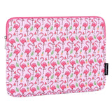 CanvasArtisan Leather Sleeve with Flamingo Motif for Laptop PC / Macbook 14" - (37 x 26.5 x 2 cm) - Pink