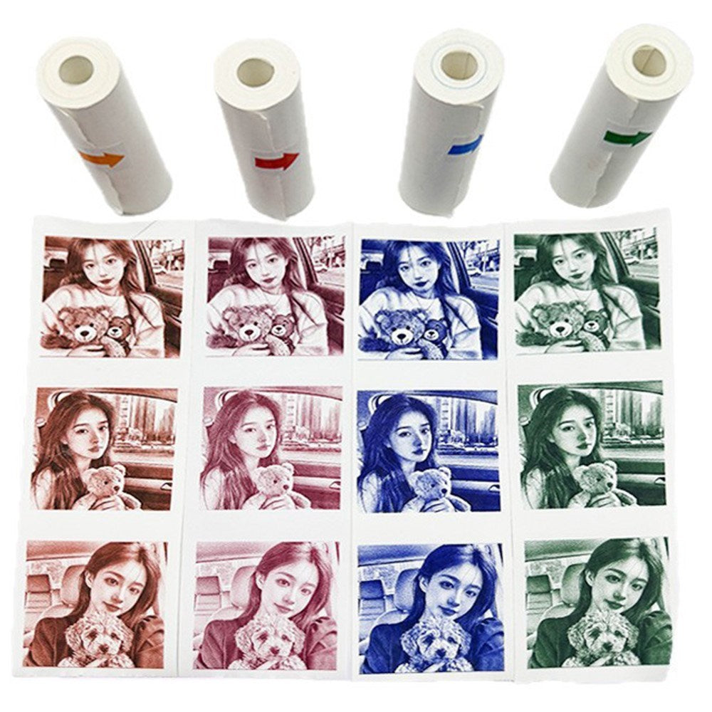 Thermal Photo Paper for Kids Camera - 57 x 25 mm - 4 pcs - Red / Orange / Blue / Green