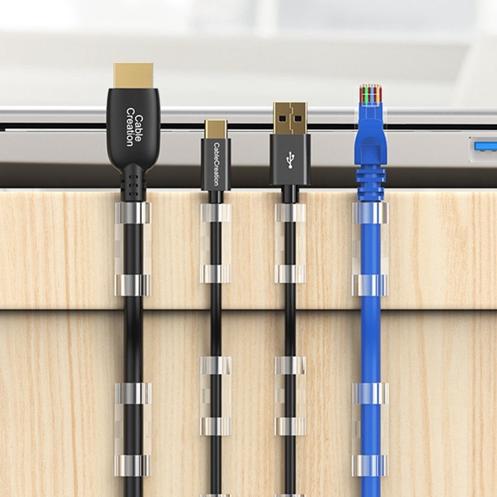 CableCreation Double-adhesive Cable Holder - Large - 50 pcs - Transparent