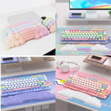 Keyboard Wrist Rest with. Clouds and Rainbow Design - White / Multi