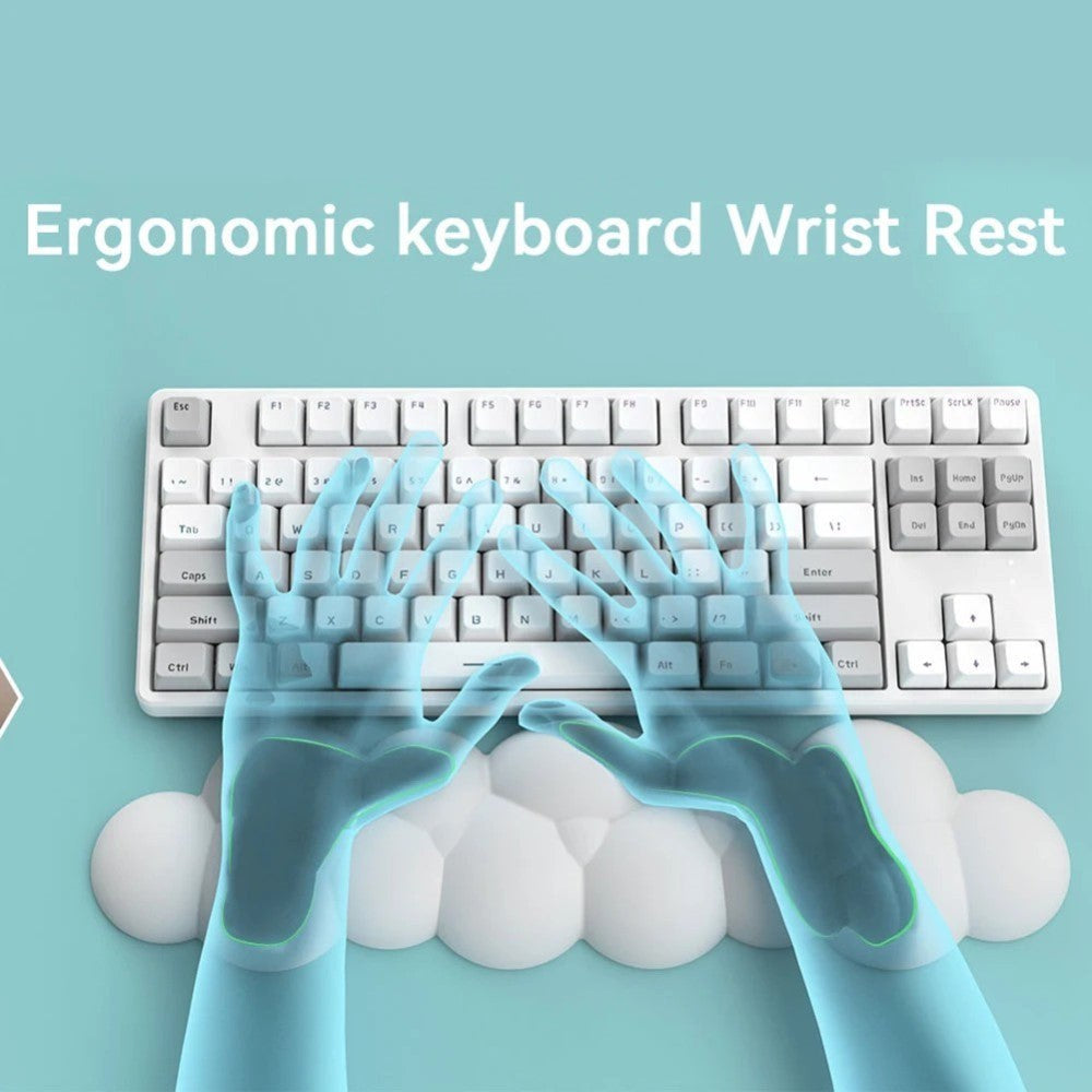 Keyboard Wrist Rest with Cloud Design - Green / Pink