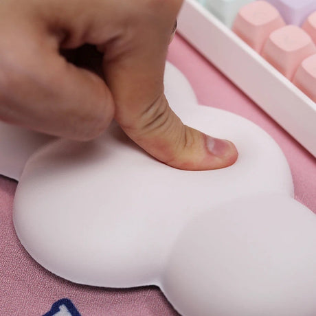 Keyboard Wrist Rest with Cloud Design - Pink / White