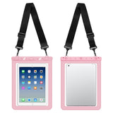 Universal Tablet 25,5x21cm Waterproof Case w. Shoulder Strap - Pink / Transparent