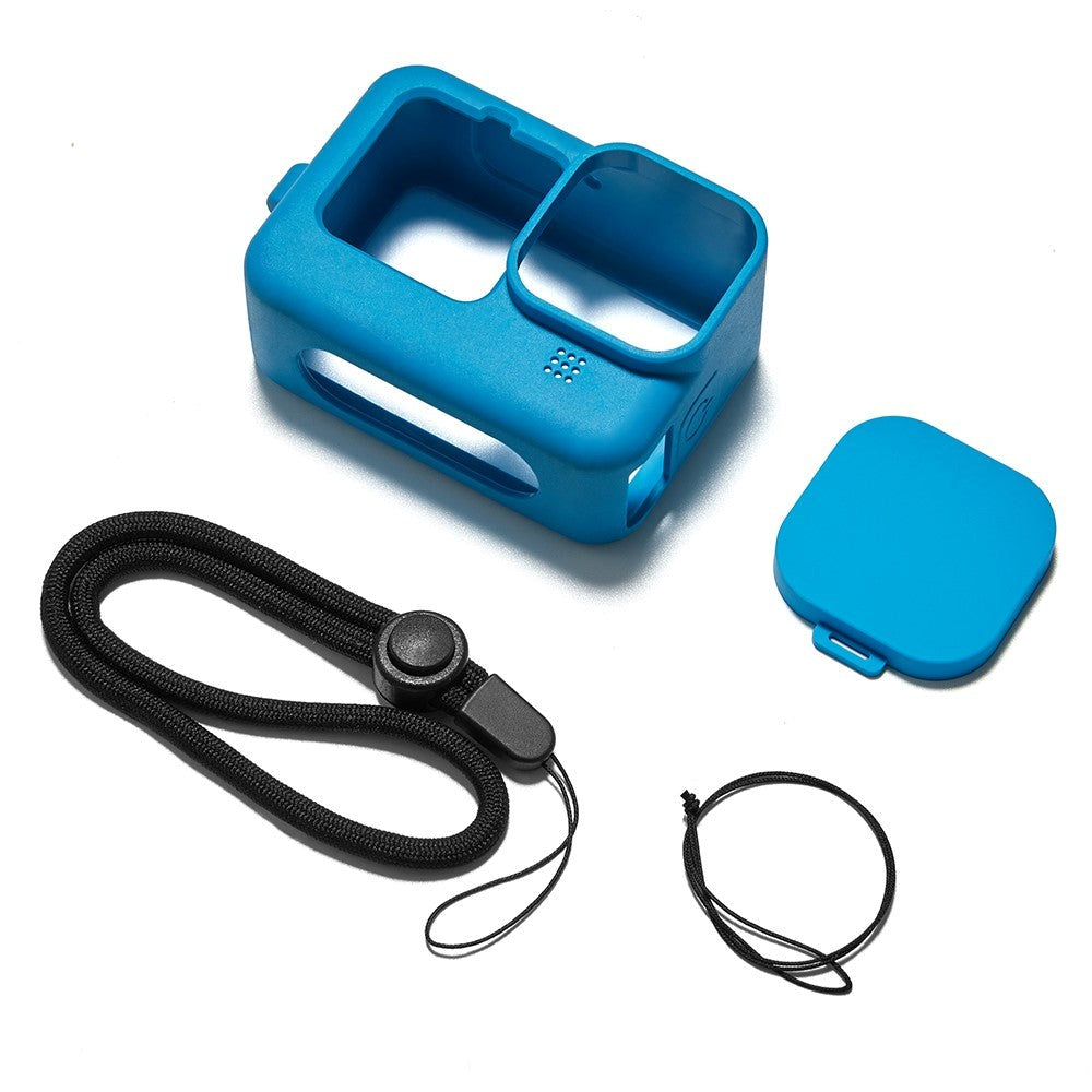 GoPro Hero 9 / 10 / 11 Silicone Case w. Strap & Lens Protection - Blue