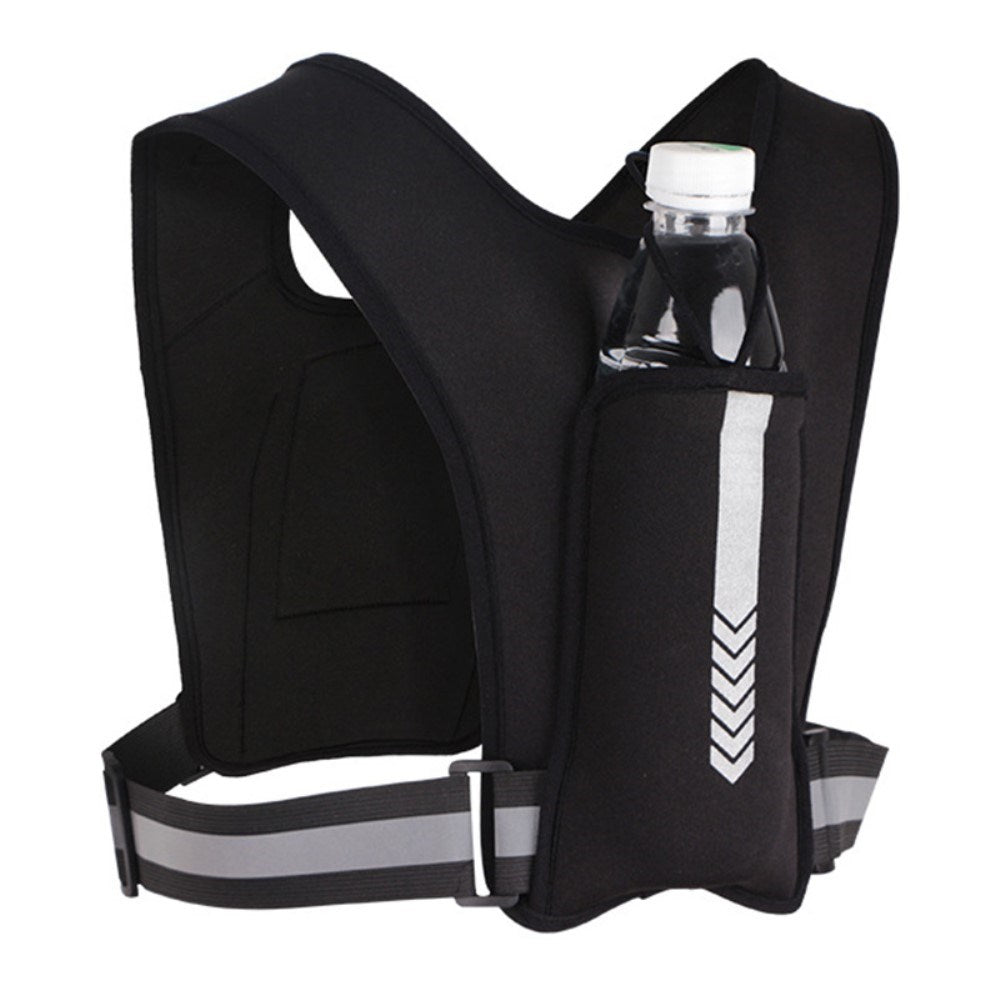 Reflective Running Vest with Phoneholder and space for Waterbottle - Black