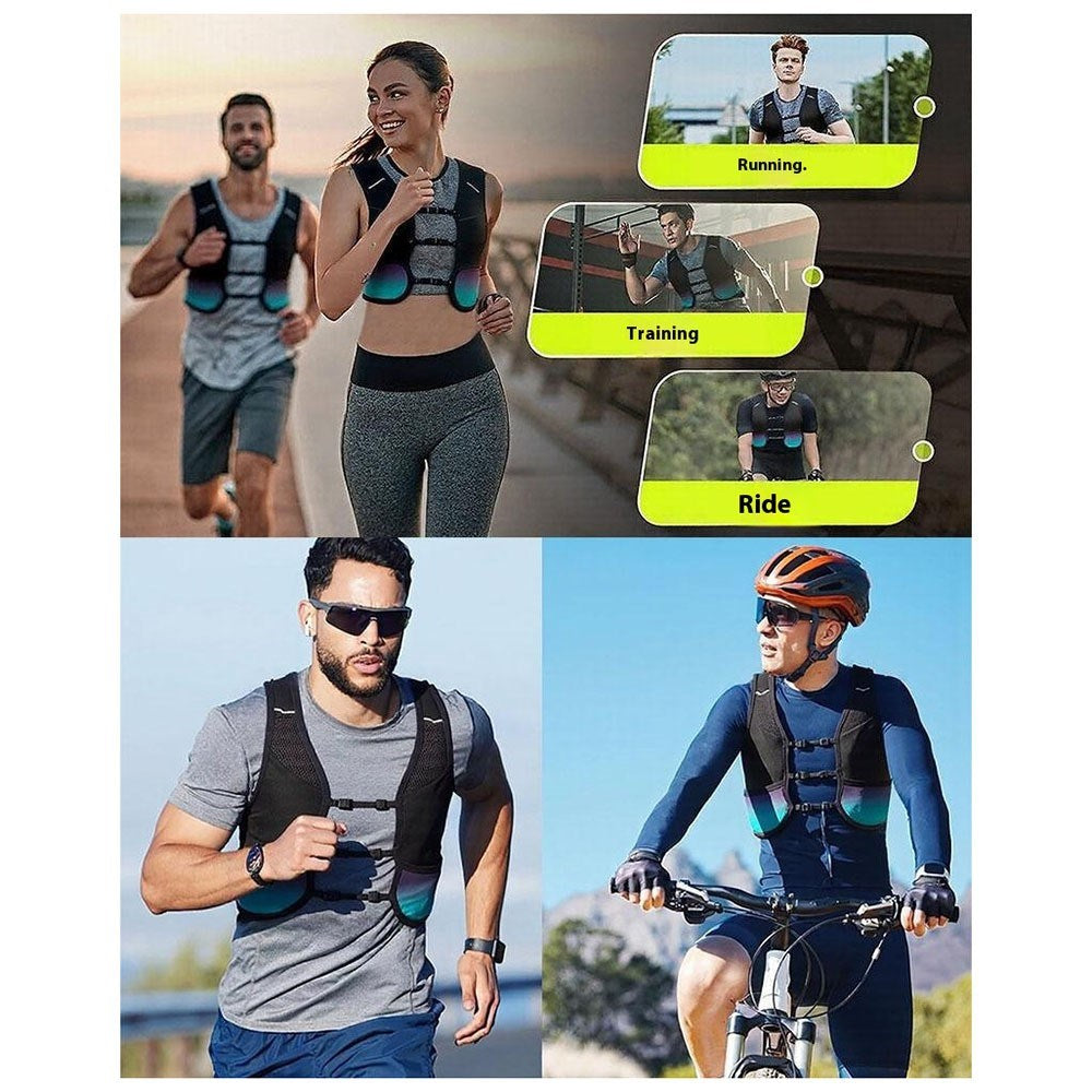 Unisex Running Vest with Reflectors and Water Bottle Pocket - Black