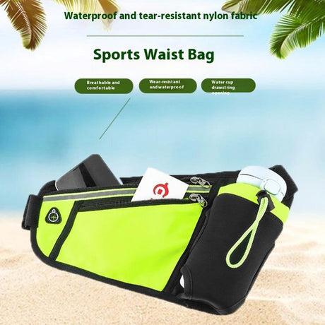 Multifunctional Running Belt with 2 x Pockets & Holder for Water Bottle - Black