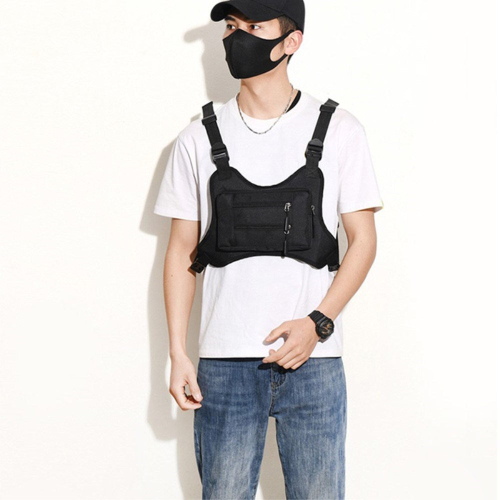 Outdoor Polyester Vest with Pockets - Black