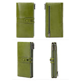 Mobile Faux Leather Wallet with Card Holders & Zip Pockets (Max. Mobile: 185 x 95 x 20 mm) - Green