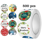 Roll of 500 x Stickers - 8 Designs - Merry Christmas