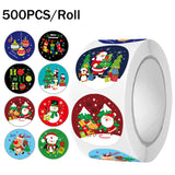 Roll of 500 x Stickers - 8 Designs - Christmas Motifs