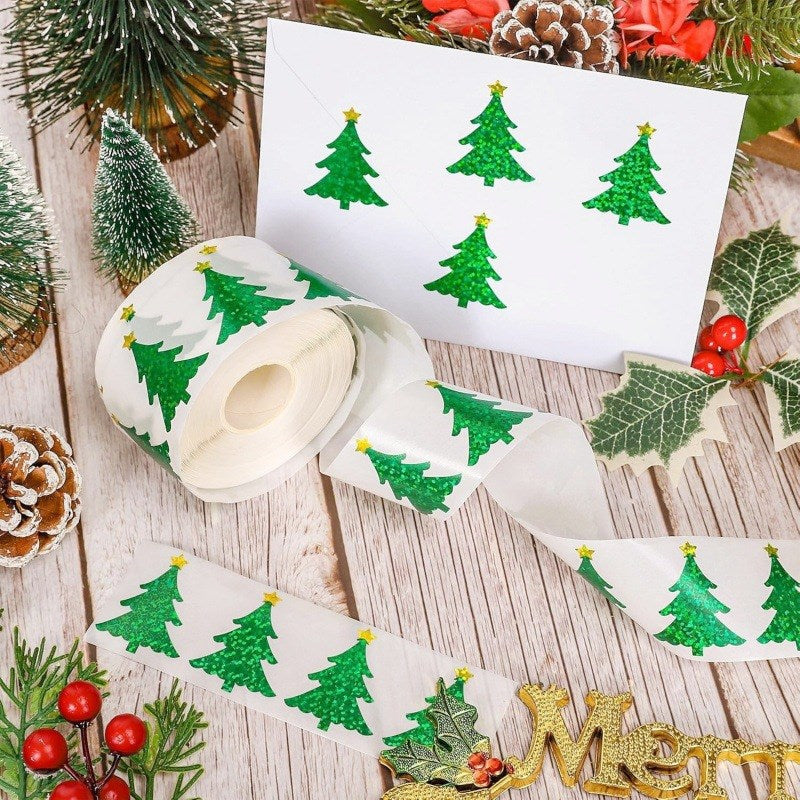 Roll of 500 x Stickers - Christmas Tree