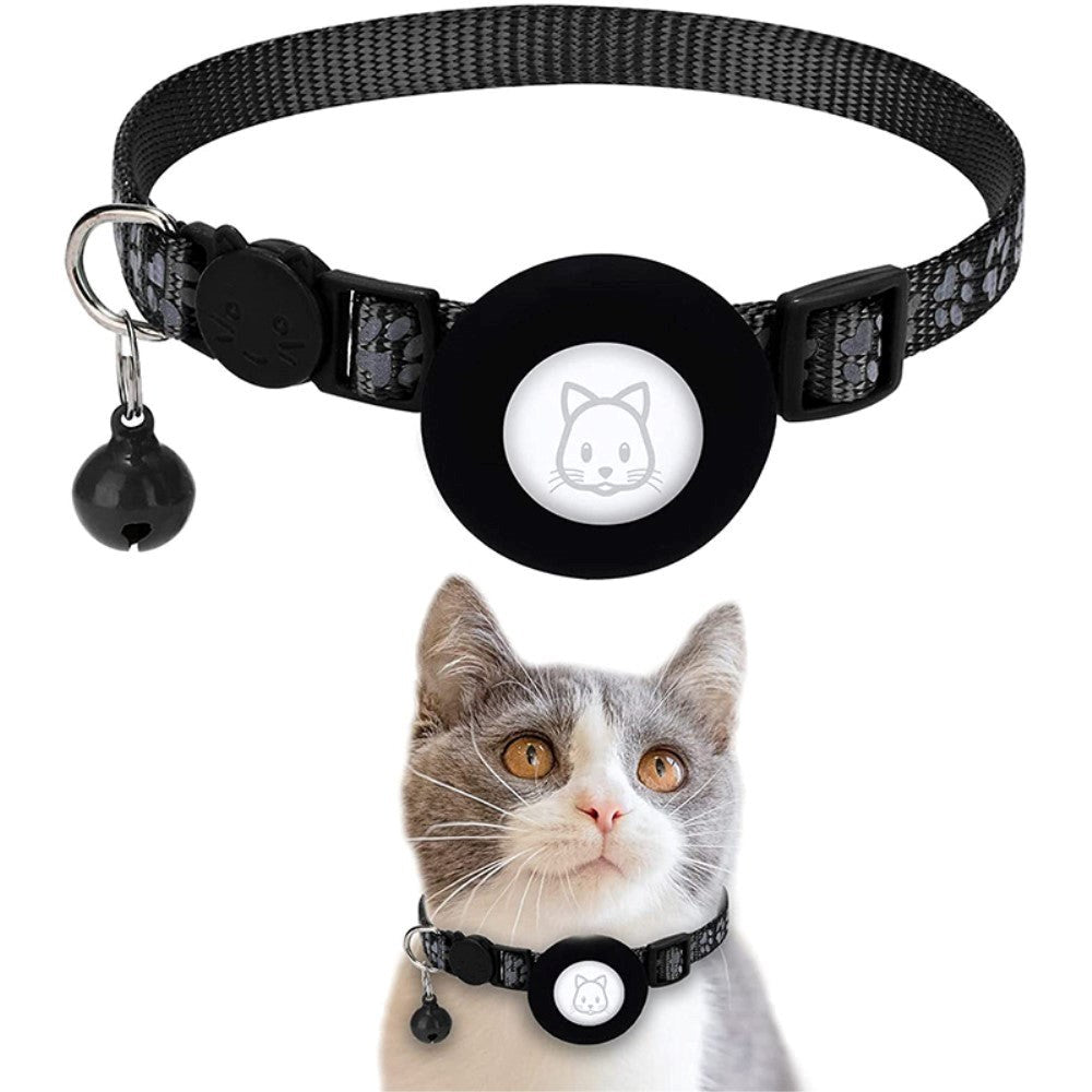 Cat Collar with AirTag Silicone Case & Reflectors - Black