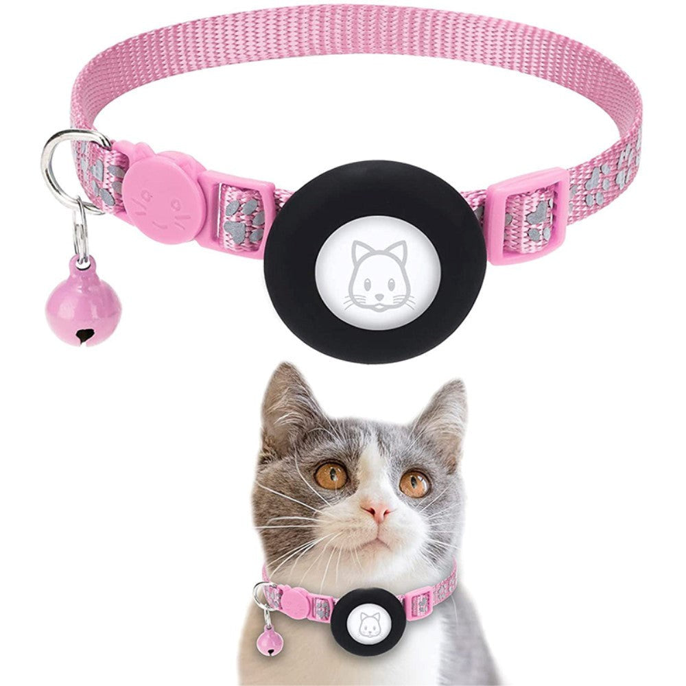 Cat Collar with AirTag Silicone Case & Reflectors - Pink