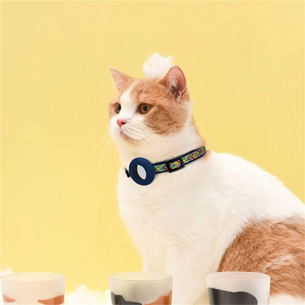 Cat Collar with AirTag Silicone Case & Brush - Dark Blue