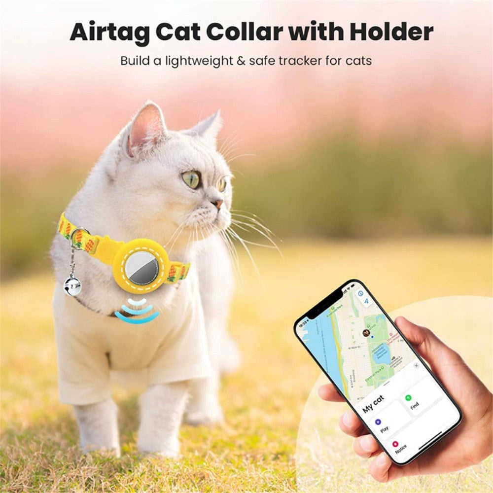 Cat Collar with AirTag Silicone Case & Bell - Pineapple