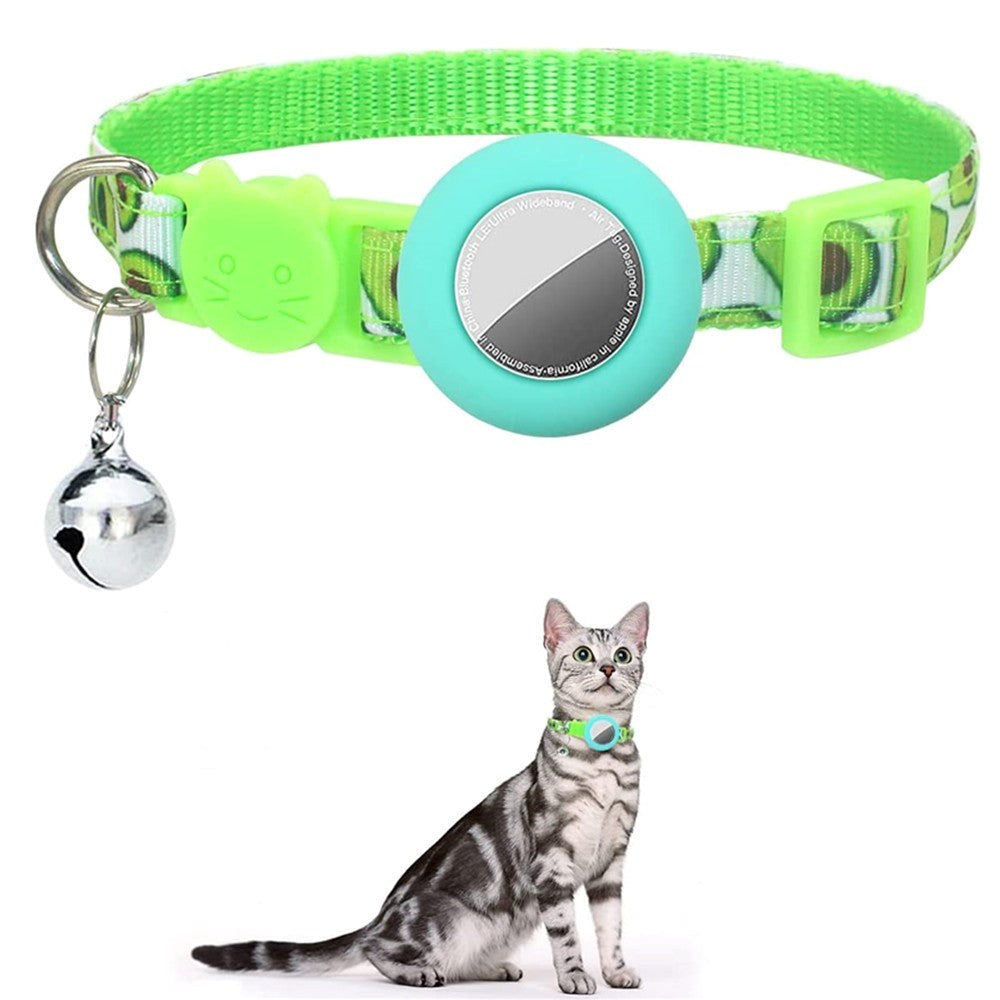 Cat Collar with AirTag Silicone Case & Bell - Avocado