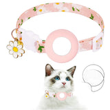 Cat Collar with AirTag Silicone Case & Film - Pink with Daisies