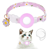 Cat Collar with AirTag Silicone Case & Film - Purple with Daisies