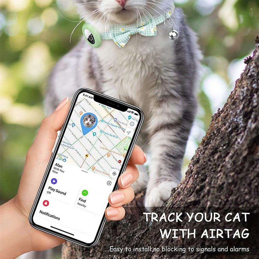 Cat Collar with AirTag Silicone Case & Bell - Green