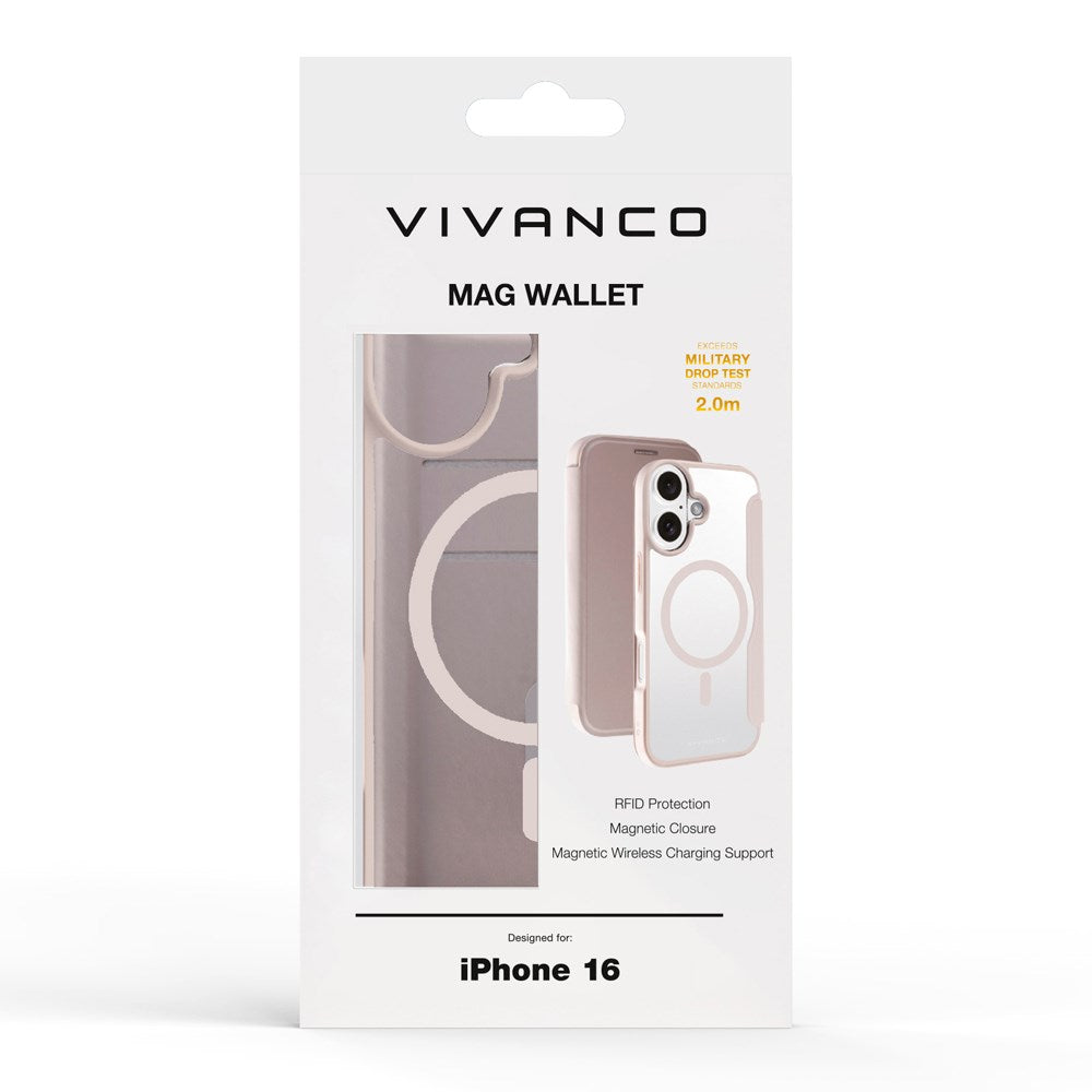 iPhone 16 Vivanco Classic Wallet Wallet Case - MagSafe Compatible - Greige