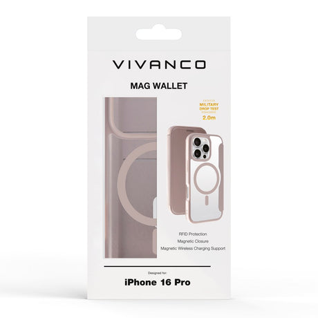 iPhone 16 Pro Vivanco Classic Wallet Wallet Case - MagSafe Compatible - Greige