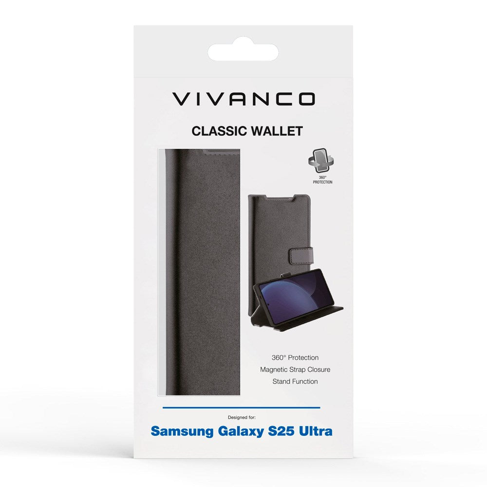 Samsung Galaxy S25 Ultra Vivanco Classic Wallet Case - Black