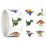 Roll of 500 x Stickers of Cartoon Dinosaurs - V2