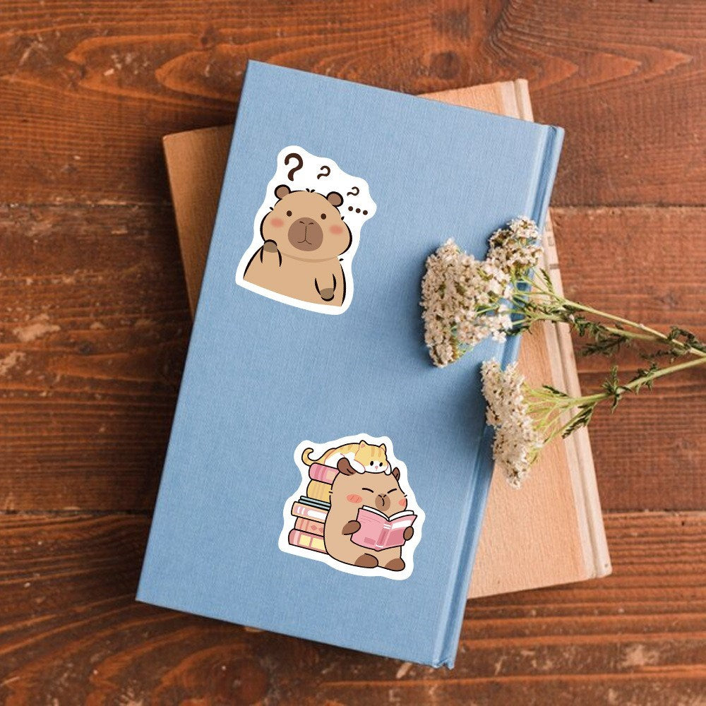Roll of 500 x Stickers of Cartoon Capybara - V2