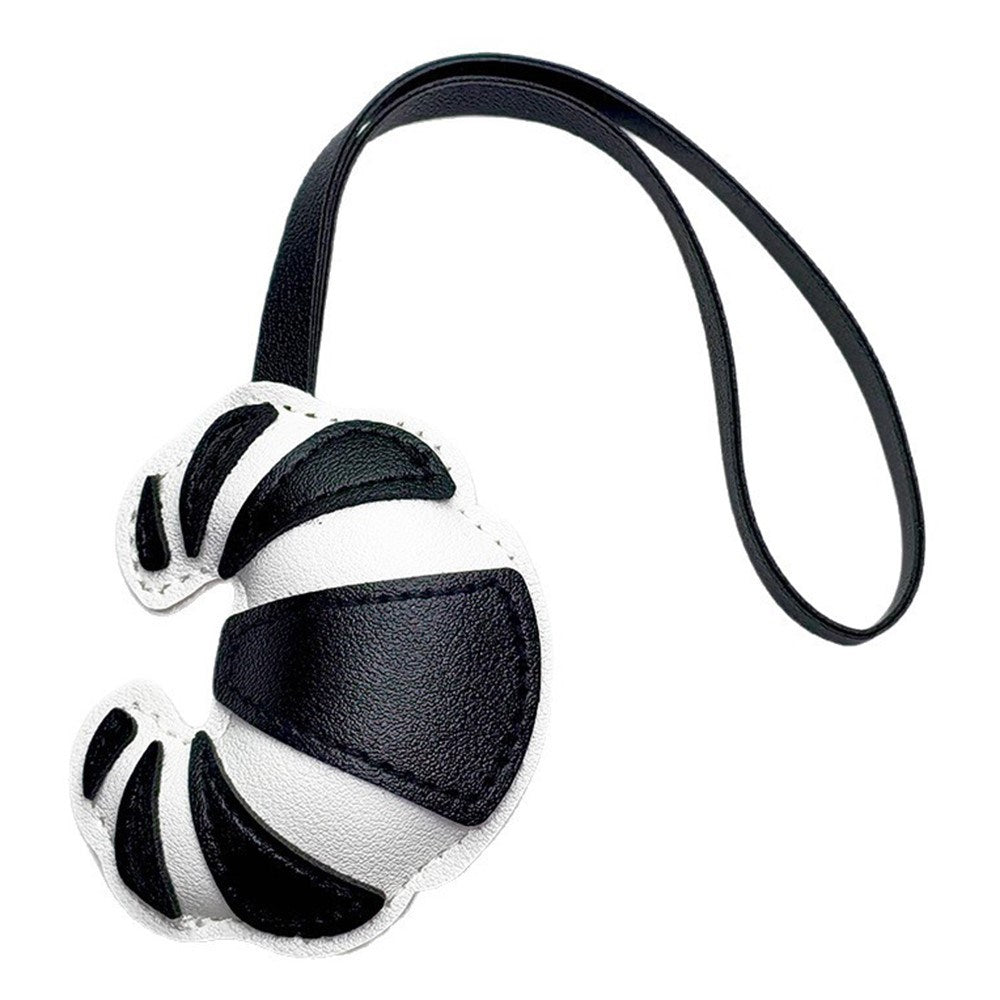 Bag Charm - Croissant in Faux Leather - Black / White