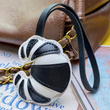 Bag Charm - Croissant in Faux Leather - Black / White