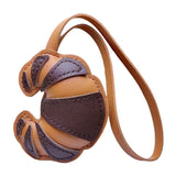 Bag Charm - Croissant in Faux Leather - Light Brown / Dark Brown