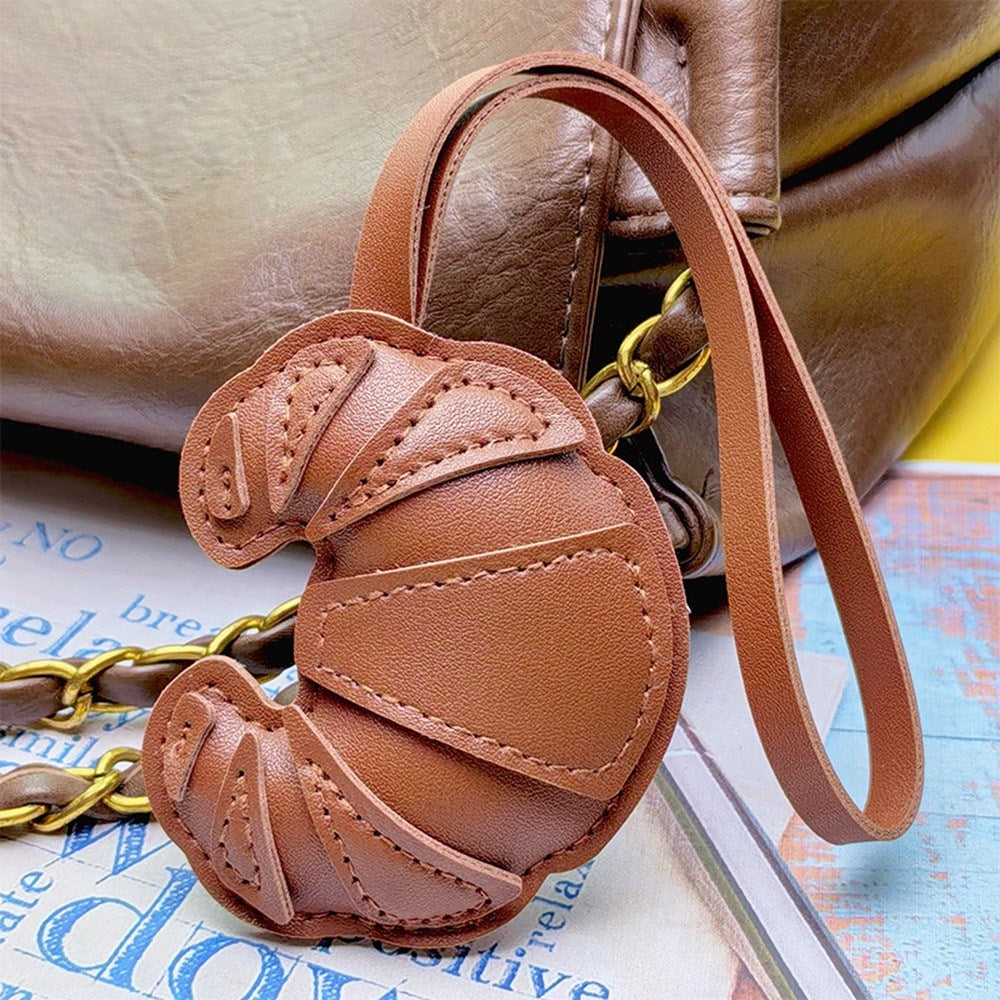 Bag Charm - Croissant in Faux Leather - Light Brown