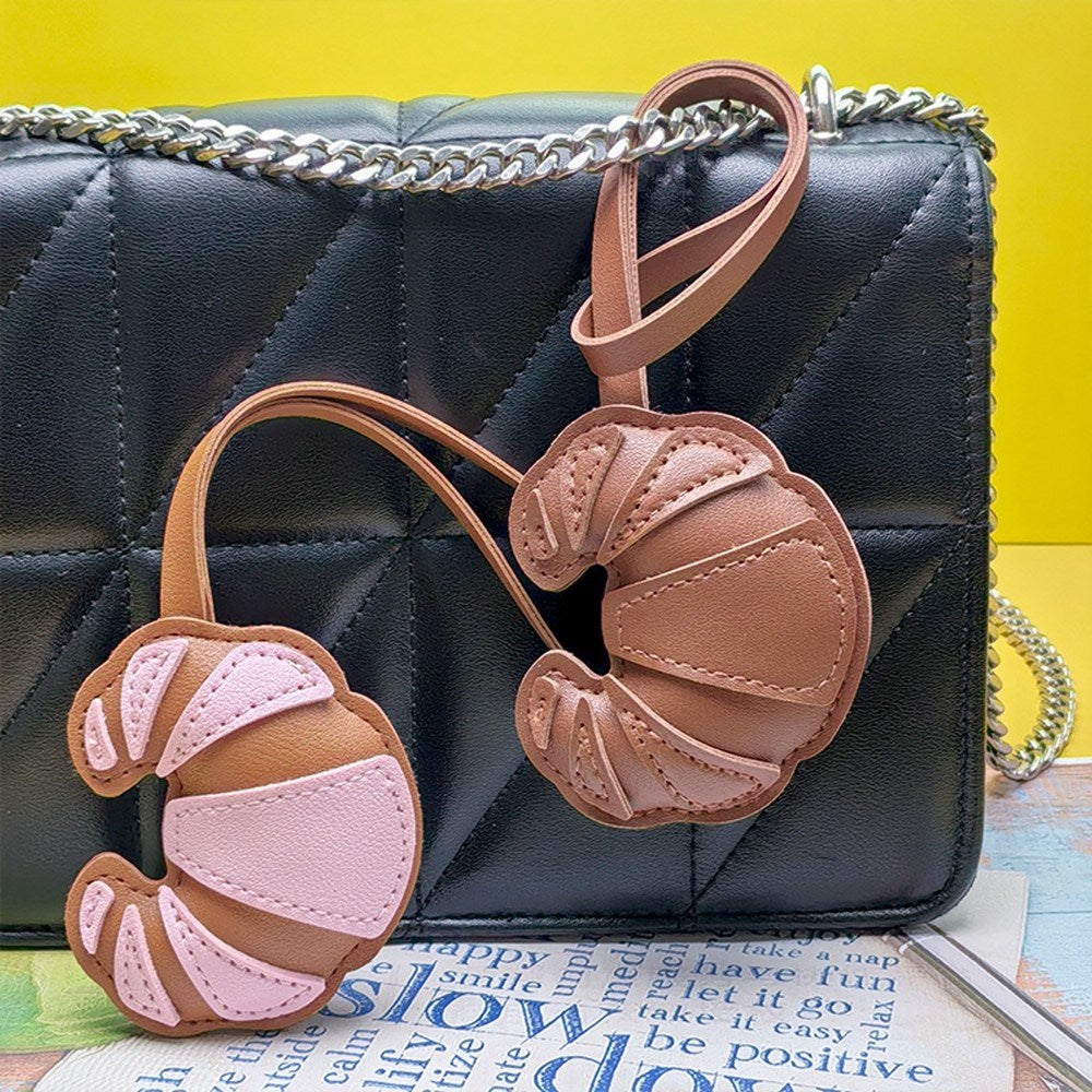 Bag Charm - Croissant in Faux Leather - Light Brown